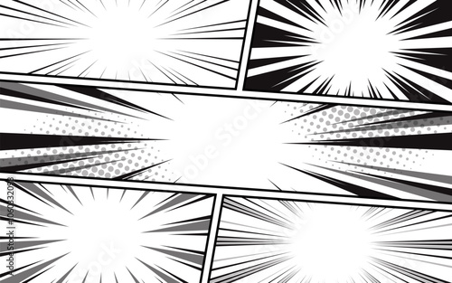 Comic panel black and white color background. vector illustration