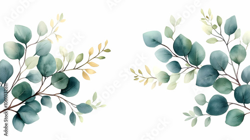 Watercolor Eucalyptus Leave...