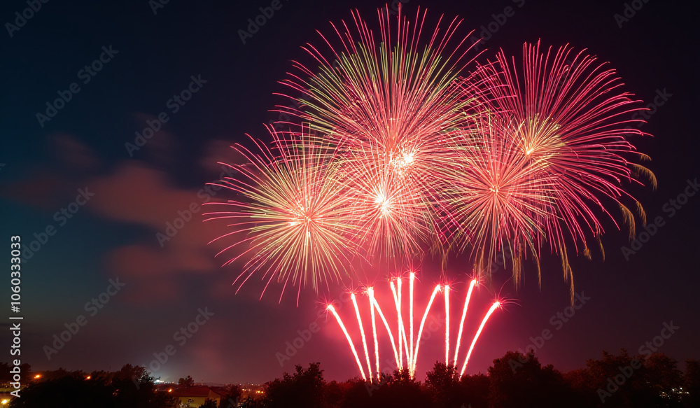 vibrant fireworks light night sky celebrations new year independence day festivities vibrant fireworks light night sky celebrations new year independence day festivities