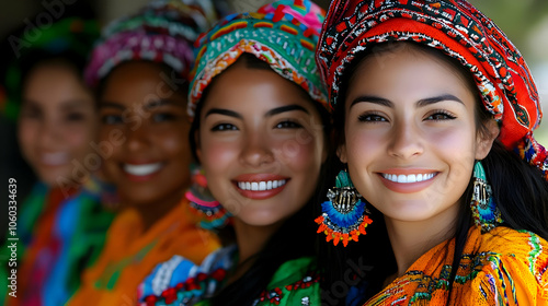 Smiling Women in Colorful T...