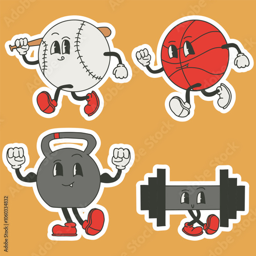 retro character sport sticker vector