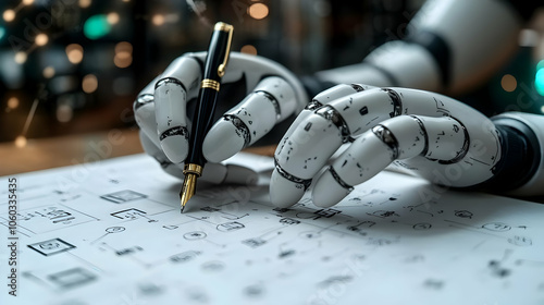Robot Hand Drawing on Paper...