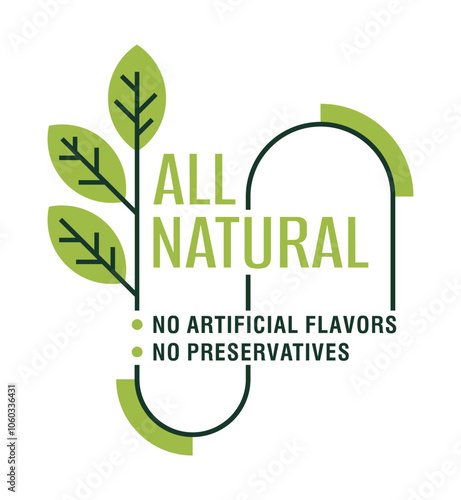 All Natural - decorative label in geometric style