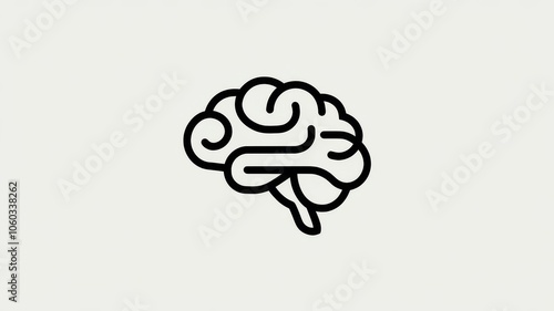 Simple line art brain illustration on light background