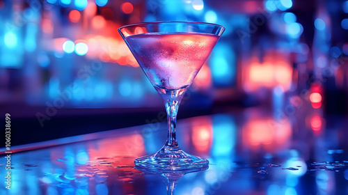 Martini Glass on Bar Counte...