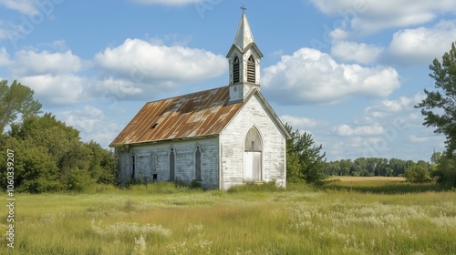 abandoned church building decaying structure in countryside 