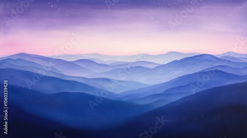 Majestic Mountain Range at Twilight - Landscape Painting