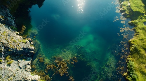 Aerial View of a Crystal Clear Lake in Norway