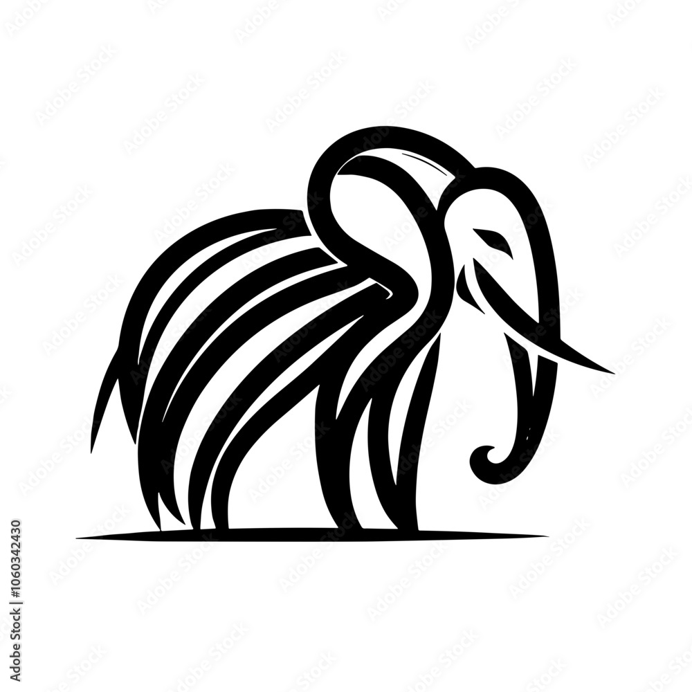 Obraz premium Abstract elephant head in black and white illustration