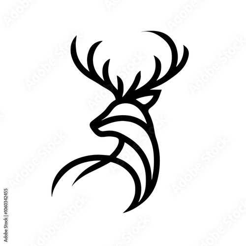 Abstract deer head illustration in black and white photo