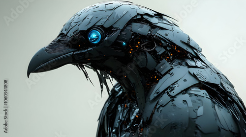 Cybernetic Raven 3D Illustr...