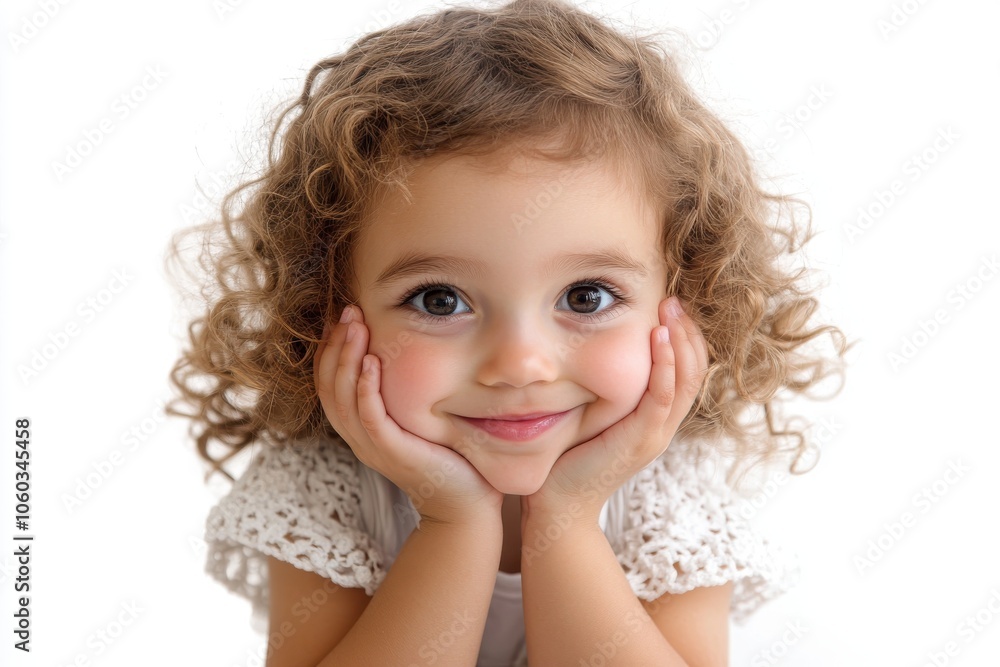 Happy Child with Curly Hair and Joyful Expression Happy Child with Curly Hair and Joyful Expression