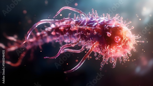 3D Scientific Illustration of Vibrio cholerae Bacteria photo