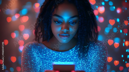 Woman Looking at Phone with...