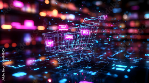Digital Shopping Cart 3D Il...