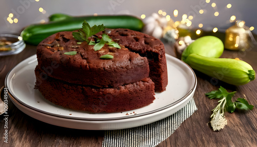 Zucchini Chocolate Cake- Explore the surprising flavors of a chocolate cake made with zucchi photo