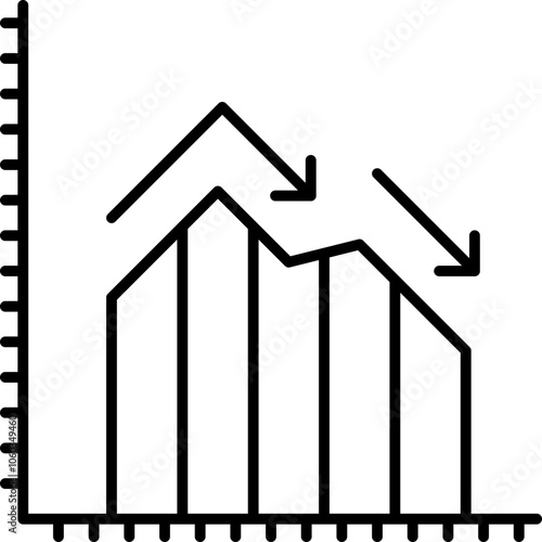 Financial graph decline single icon