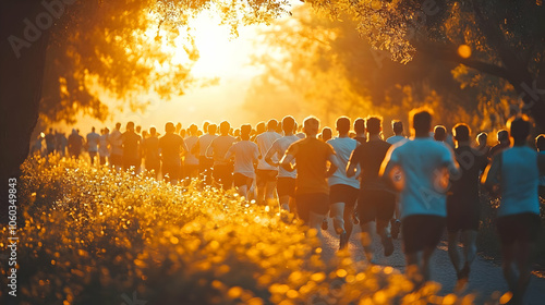 Silhouettes of Runners at S...