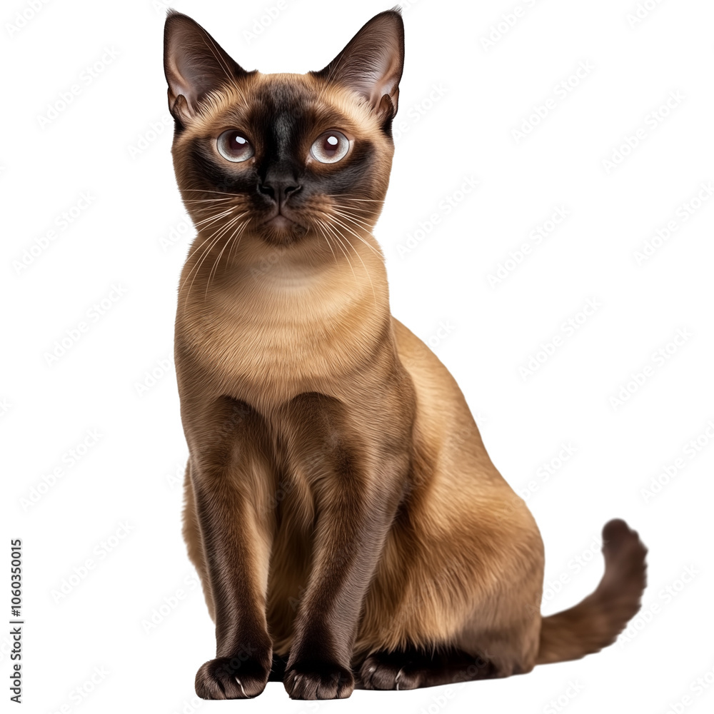 Siamese cat sitting isolated on transparent background Siamese cat sitting isolated on transparent background