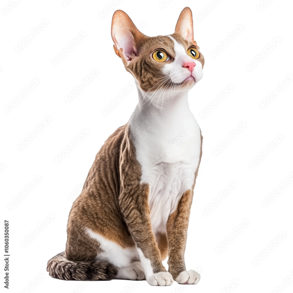 Cornish Rex cat sitting isolated on transparent background Cornish Rex cat sitting isolated on transparent background