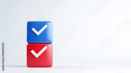 Free Download Two colorful checkmark blocks stacked on a bright background, symbolizing choices and decisions. - GFXLoad