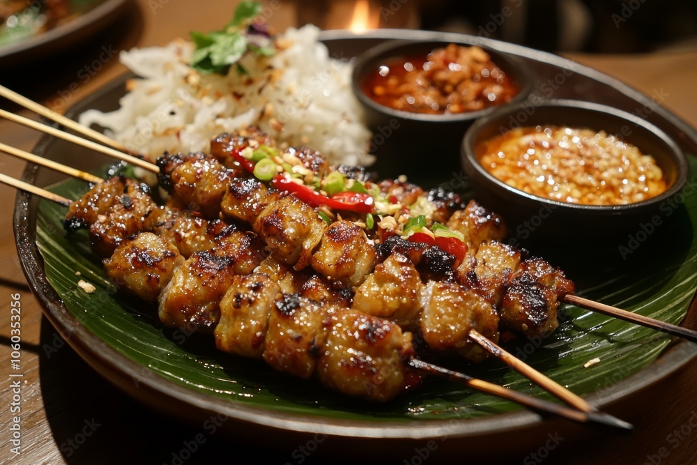 Indonesian Satay Food Menu close up Indonesian Satay Food Menu close up