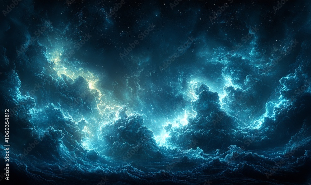 A mesmerizing cosmic scene with swirling clouds and ethereal light. A mesmerizing cosmic scene with swirling clouds and ethereal light.