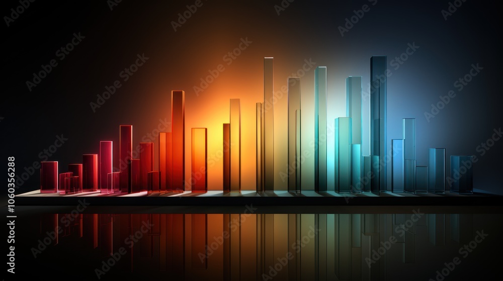 A colorful 3D bar graph representing data visualization with vibrant lighting effects. A colorful 3D bar graph representing data visualization with vibrant lighting effects.