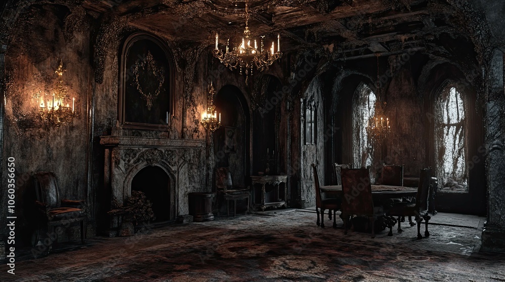 Fototapeta premium Vampire Castle in a Desolate Land interior