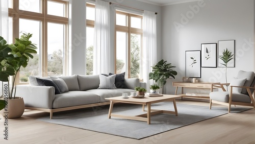 Scandinavian Inspired Living Room with Cozy Neutrals, Soft Lighting, and Lush Greenery for a Calming Atmosphere (26)