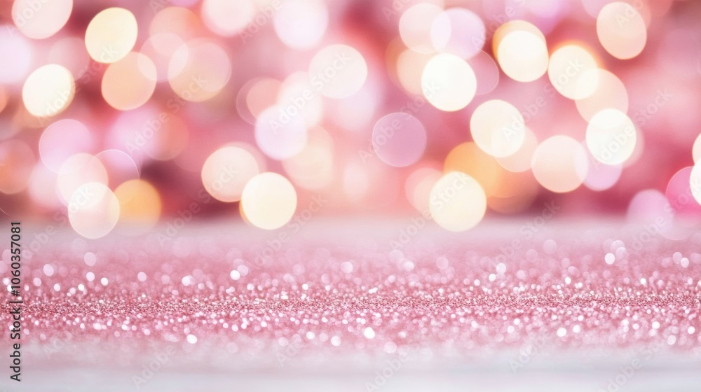 Fototapeta premium Sparkling pink bokeh lights create a dreamy and festive atmosphere, AI