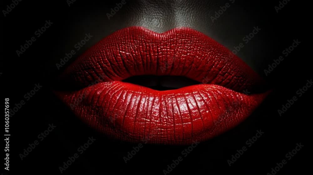 Captivating crimson lips illuminated against a dark backdrop in a striking display of elegance and artistry
Captivating crimson lips illuminated against a dark backdrop in a striking display of elegance and artistry
