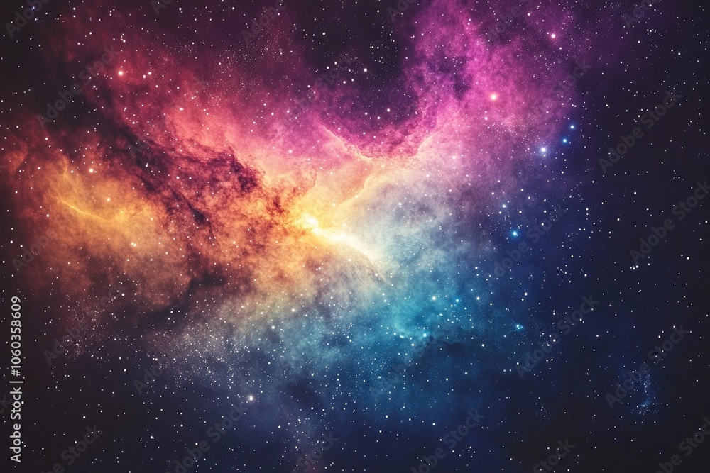 A Cosmic Nebula with Swirling Colors and Scattered Stars A Cosmic Nebula with Swirling Colors and Scattered Stars