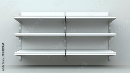 Empty White Shelves 3D Render