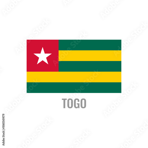 Togo flag icon. The country sign. Rectangle shape. Isolated on a white background. Vector image. Free Download Togo flag icon. The country sign. Rectangle shape. Isolated on a white background. Vector image. - GFXLoad