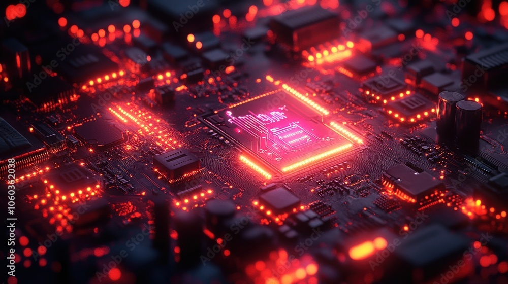 Fototapeta premium Glowing Circuitry The Heart of AI Processing
