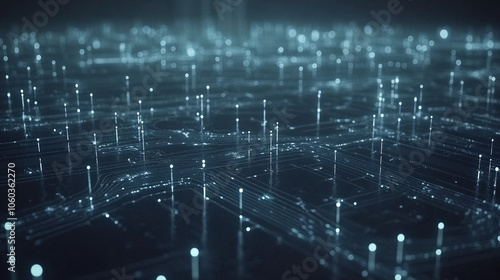 Cyan and silvery blue abstract light trails on black, depicting the infinite web of AI-driven data in a futuristic, blockchain-enhanced digital world