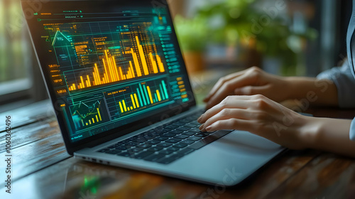 Laptop with Charts and Grap...