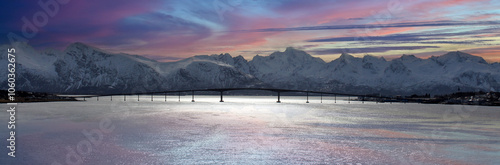 Tromsø Bridge and landscape in the north of Norway photo