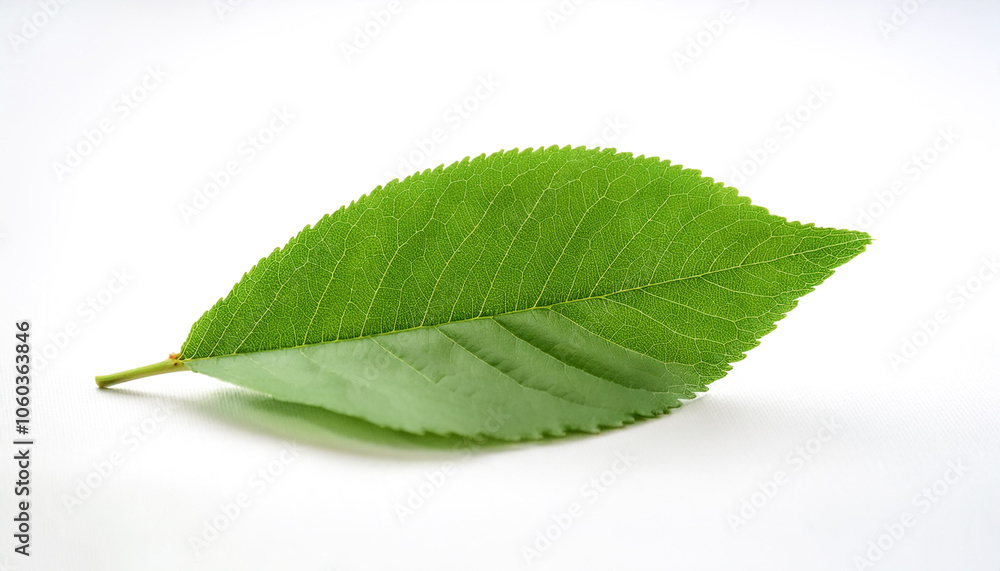 Obraz premium Cherry Leaves isolated white background