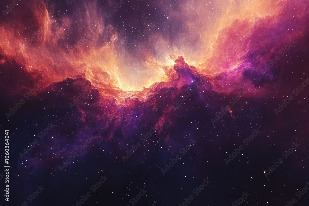 Cosmic Nebula with a Stellar Cloud and Scattered Stars Cosmic Nebula with a Stellar Cloud and Scattered Stars
