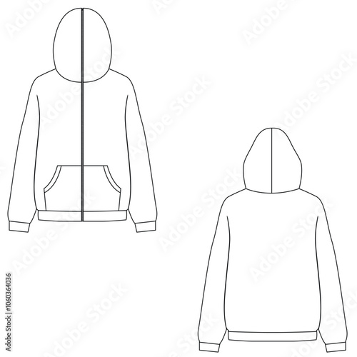 Full zip hoodie sweatshirt template design. Blank hoodie sweatshirt mockup	