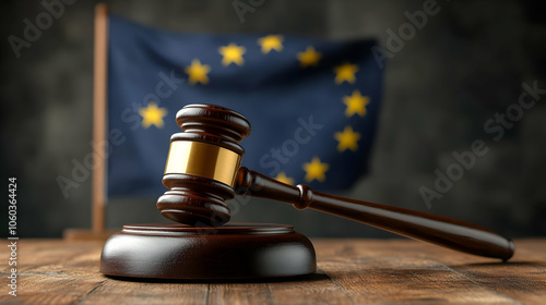 Gavel and European Flag - R...