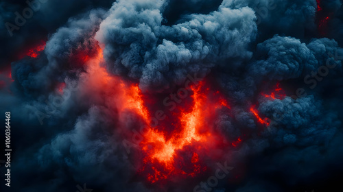 Fiery Smoke Clouds Abstract...
