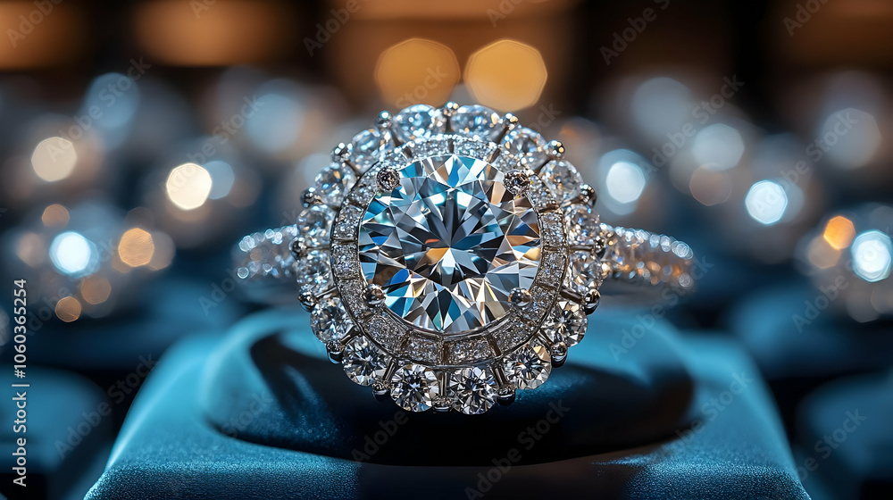 Diamond Ring on Blue Velvet - Closeup Photography Diamond Ring on Blue Velvet - Closeup Photography