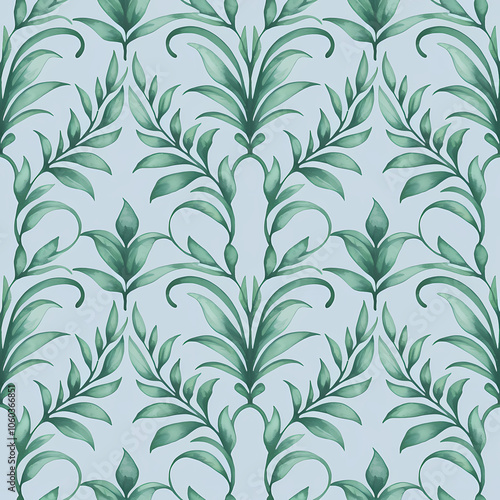 acanthus pattern, surface design pattern, soft watercolor illustration photo