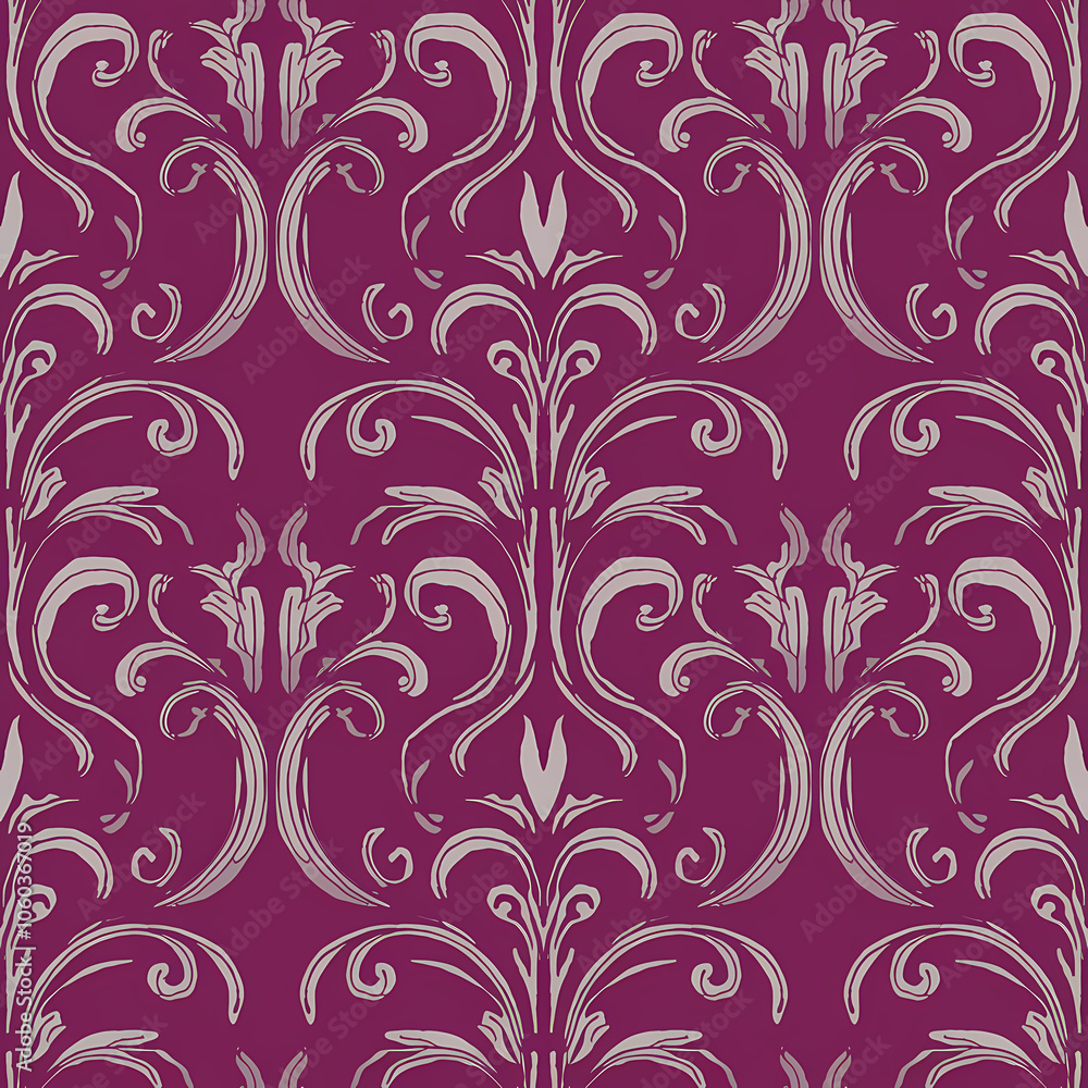 acanthus pattern, surface design pattern, soft watercolor illustration