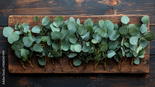 Eucalyptus Leaves on Wooden...