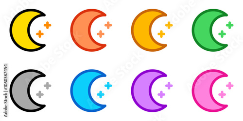 Editable crescent moon and stars vector icon. Part of a big icon set family. Perfect for web and app interfaces, presentations, infographics, etc
