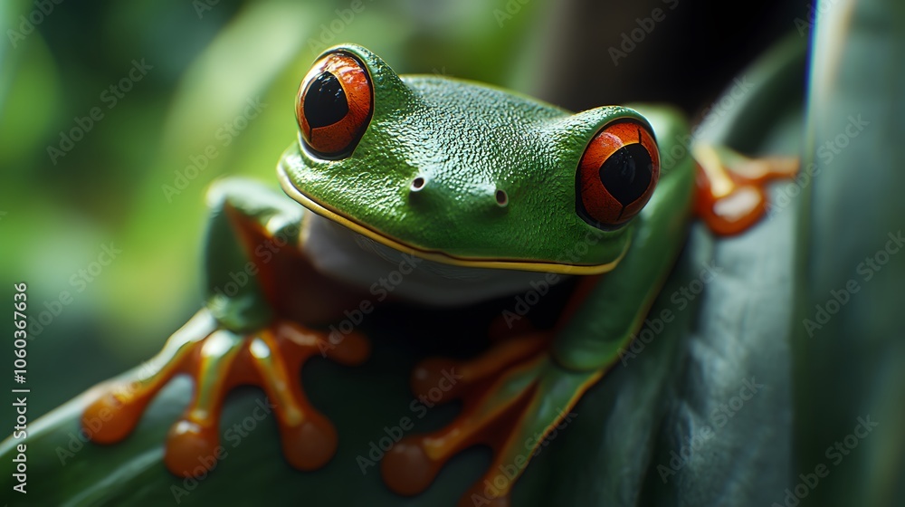 Fototapeta premium Red-eyed Tree Frog Close-up